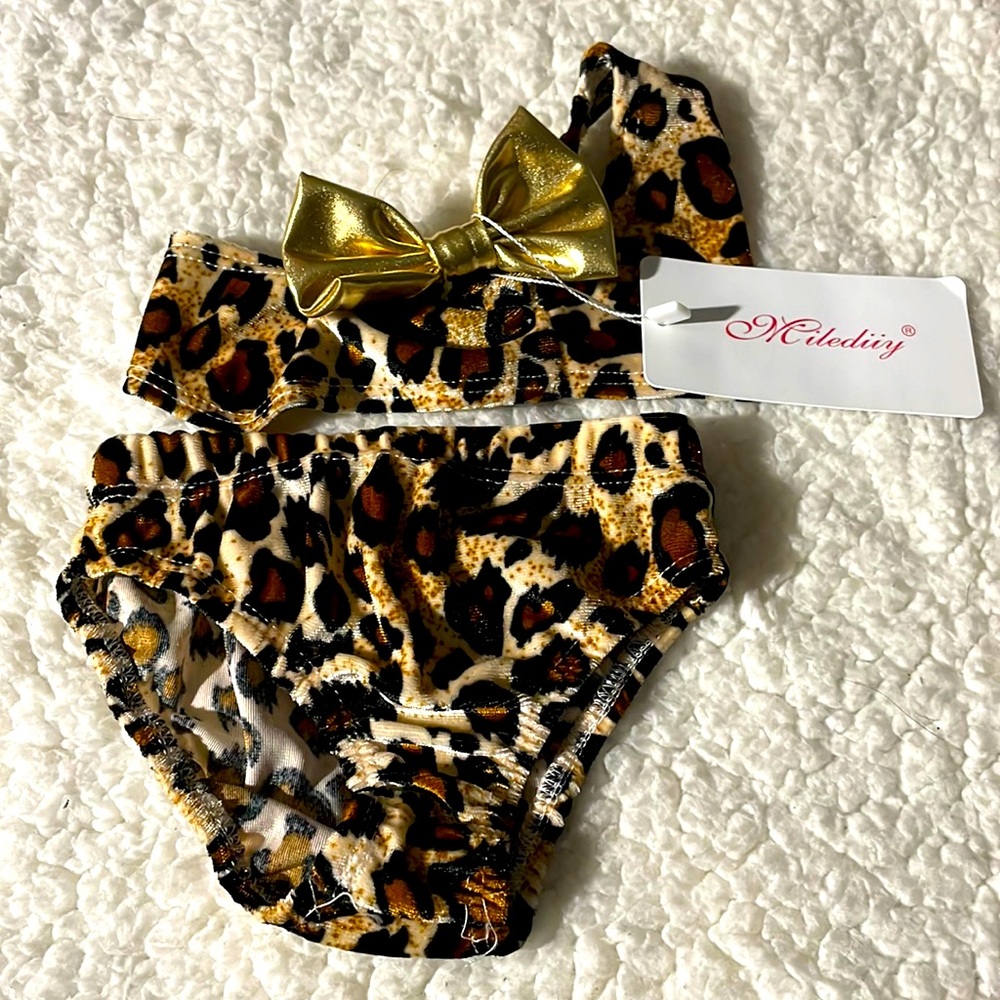 Milediiy leopard cheetah bikini headband new with tags 0/3 months